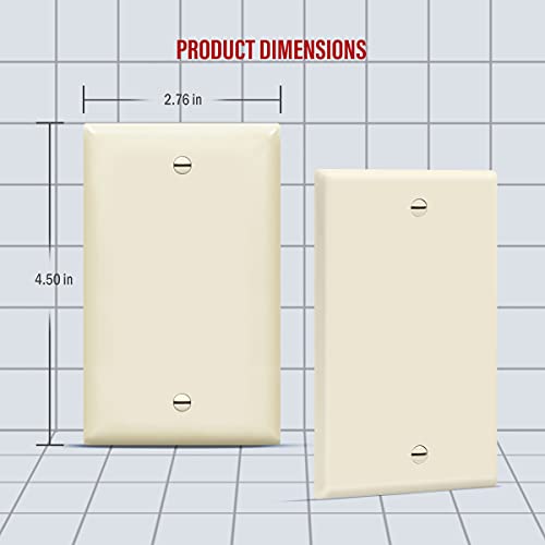 Image of ENERLITES Blank Device Wall Plate, Gloss Finish, Standard Size 1-Gang 4.50 inch x 2.76 inch, Polycarbonate Thermoplastic, 8801-LA, Light Almond (Pack of 2)