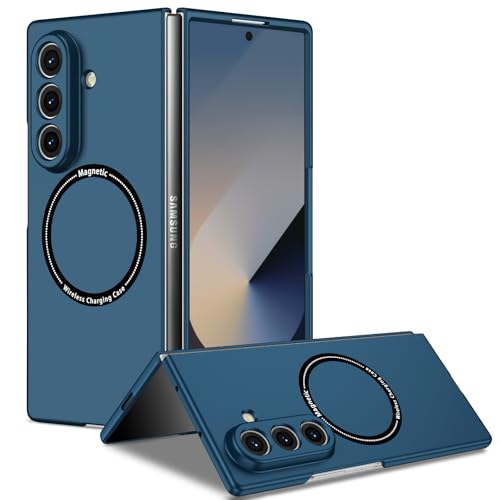 Image of amazon basics Magnetic Case Cover for Samsung Galaxy Z Fold 6 [Compatible with Mag-Safe] Slim Shockproof Magnetic Phone Cover Case - Blue