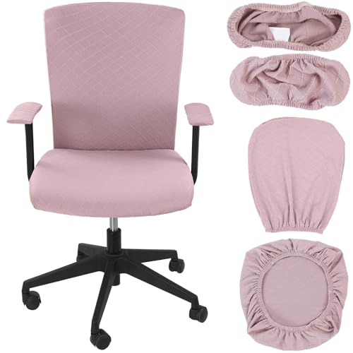 Dermalyx 4 Piezas Fundas Elásticas Rosas para Sillas, Cubiertas Universales Protectores De Asiento para Silla De Oficina De Computadora, Fundas Elásticas para Reposabrazo