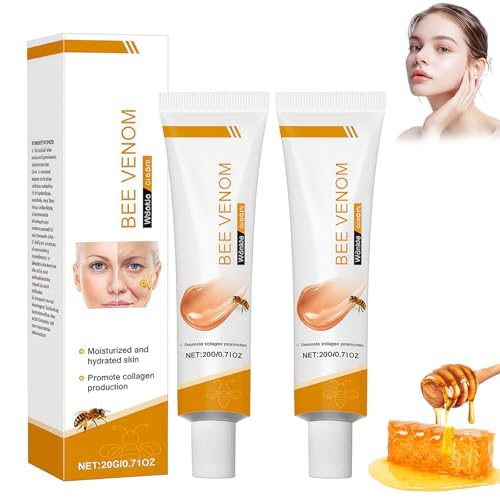 Crema Antiarrugas con Veneno de Abeja,Crema Facial Hidratante y Reafirmante Anti Edad para Mujer y Hombre,Cuidado Facial Nutritivo para Rostro y Cuello contra Arrugas y Piel Seca,2PCS x 20g