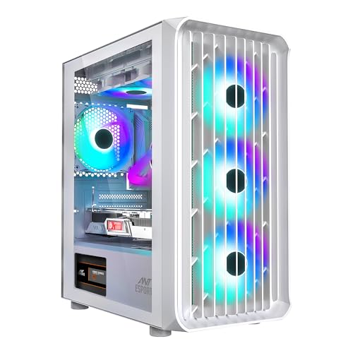 Ant Esports 205 Air Mid-Tower Computer Case/Gaming Cabinet - White | Tempered Glass Side Panel and USB 3.0 | Support ATX, Micro-ATX, Mini-ITX | Pre-Installed 4 x 120mm ARGB Fans (B0CT3CJ23W) Amazon Price History, Amazon Price Tracker