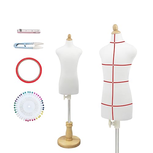 REGRACENLO Women Mini Dress Form Mannequin- 1/3 Size Female Mannequin with Red Patch Set for Sewing & Fashion Design