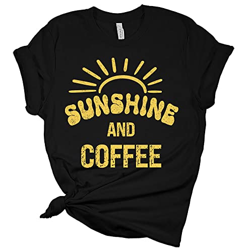 Women's Sunshine & Coffee Graphic T-Shirt - Loose Fit Round Neck Short Sleeve Casual Top - View #2