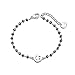Bracciale da Donna con Faccina Sorridente, Bracciale da Polso in Cristallo Nero con Ciondolo a Catena in Acciaio Inossidabile Placcato Oro Rosa e Argento (Placcato in Argento)