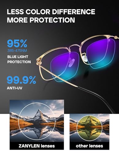 Image of ZanyLen Blue Light Blocking Glasses,Computer /Gaming /TV /Phones Glasses for Men /Women,Lightweight Titanium Frame