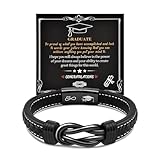 CheersLife Graduation Gifts for Him, High School College Graduation Gifts for Men Class of 2025 Leather Knot Bracelet, Present for Son Boyfriend Brother Grandson Friends Classmate (Black)