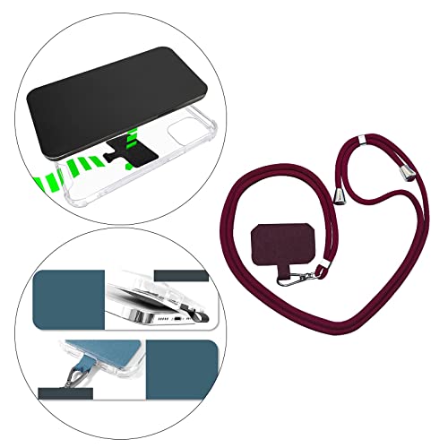 NC Corda ajustável para smartphone Correia de pescoço para celular Corda de mão - Vinho tinto