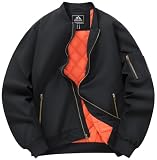 [TACVASEN] ファション ボンバージャケット メンズ ゆったり トップス ライダース レジャー 上着 シンプル 防寒ジャケット リブ 春秋用 ブラック M