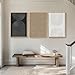 Large Framed Black and White Neutral Abstract Wall Art for Living Room, 3 Piece Boho Canvas Prints Paintings Artwork for Walls, Minimalist Geometric Pictures for Hallway Office Wall Decor 24x36 In