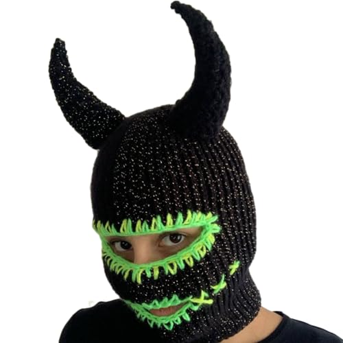 Funny Horn Balaclava para Hombres y Mujeres, Gorro de Halloween con Cuernos, Cubierta de Cara Caliente con Capucha para Fiesta miniatura 6