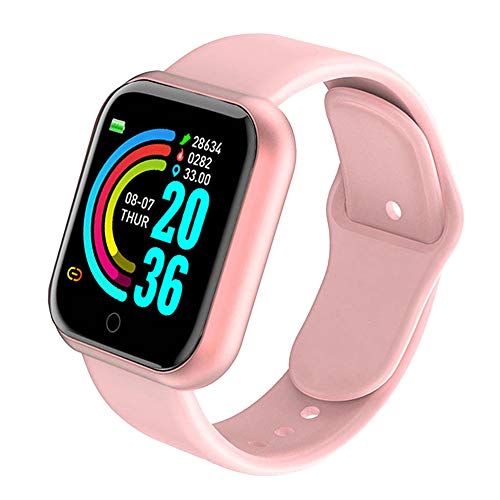 Smart Watch Y68 Waterproof Heart Rate Test Big Screen Fitness Watch for Men Women Compatible with Andriod iOS Pink