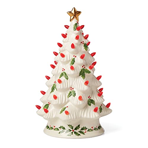 Lenox Treasured Traditions Holiday Red Bulbs Lit Tree, 1.90, Ivory #TOP22