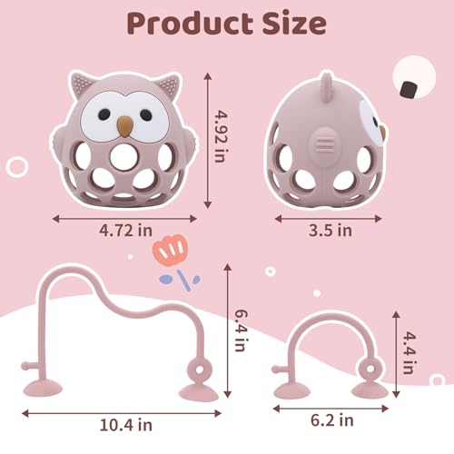 Image of Baby High Chair Suction Toys Teething Chew - Baby Teething Table Toys Silicone Teethers, Food Grade Silicon for 6 12 18 Months (Pink)