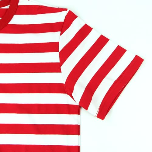 Image of Kids Striped T-Shirt,Short Sleeve,Crew Neck,Boy Girls Summer Tee Top Halloween Costumes 3-12 Years