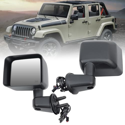 Left Driver Side Mirror Compatible with Jeep Wrangler JK 2015 2016 2017 2018 Power Heated Manual Folding Door Mirrors Replacement 5 Pins