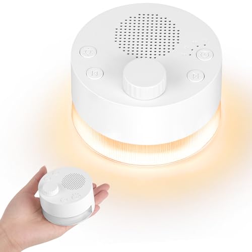 Adiwo Máquina de Sonido para Bebé, Máquina de Ruido Blanco, 24 Sonidos con Luz Nocturna, 4 Temporizador de Dormir y Memoria, Batería Grande Incorporada, para Bebé Niños y Adultos