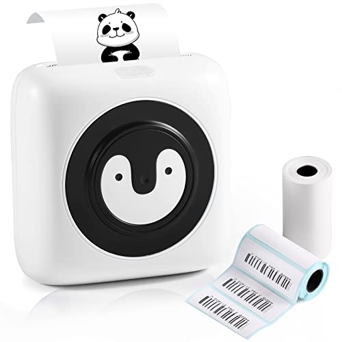 Portable Pocket Printer Mini Sticker Printer Thermal Photo Printer Bluetooth Wireless Label Printer Mobile Printer for iPhone and Android for Journal, Photos, Notes, Gifts - Black
