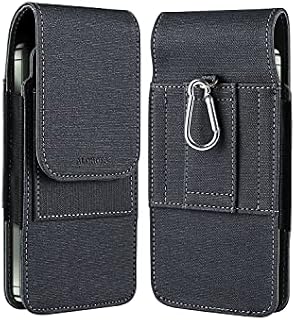 Aldhofa phone pouch with Belt Clip Compatible with iPhone 13 Pro 12 Pro 11 Pro XR 6 7 8 Plus,Vertical Belt Clip Phone Pouch for Samsung S20 S21 FE S10 A51 PU Leather Cell Phone Pouch-Space Black