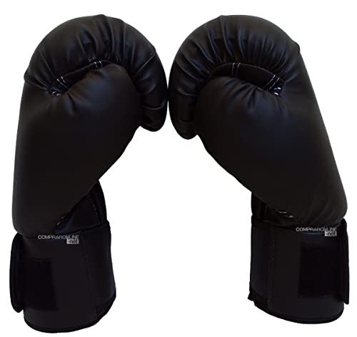 Luva De Boxe Fheras Muay Thai Kickboxing 10 Oz Injetada Preta Tradicional Profissional