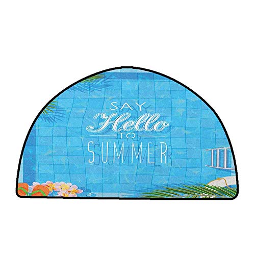 Anti-Skid Area Rug Quote,Say Hello to The Summer Slogan on a Pool