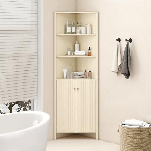Giantex 68" Tall Bathroom Cabinet, Modern Corner Storage Cabinet with
