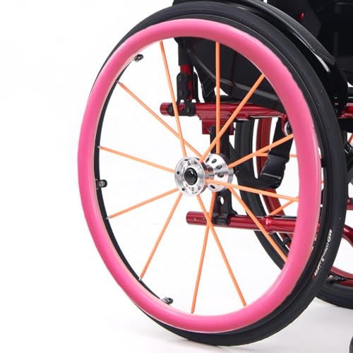 Fundas para llantas de silla de ruedas, 20/22/24 pulgadas, antideslizantes, para silla de ruedas, cubierta de goma para silla de ruedas, resistente al desgaste, mejora el agarre y la tracción (rosa