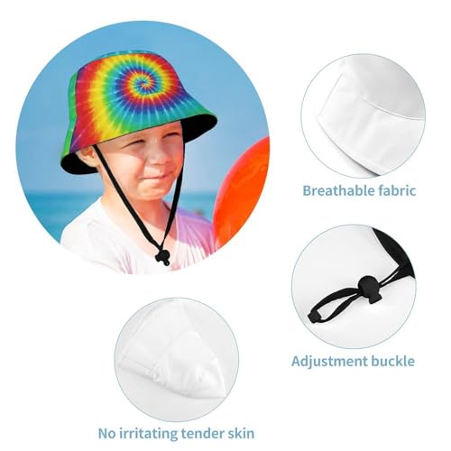 Kids Hats Tie Dye Rainbow Boys Girls Summer Bucket Travel Beach Sun Hat Cap Breathable Adjustable Fisherman Hats Wide Brim 54cm for Toddler Children4