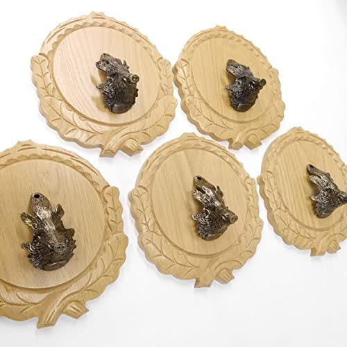 GTK Oferta 5 placas de cuña talladas de roble claro AF 16 cm con 5 cabezas de cuñas, portada grande, tabla de cuñas, cartel para trofeos