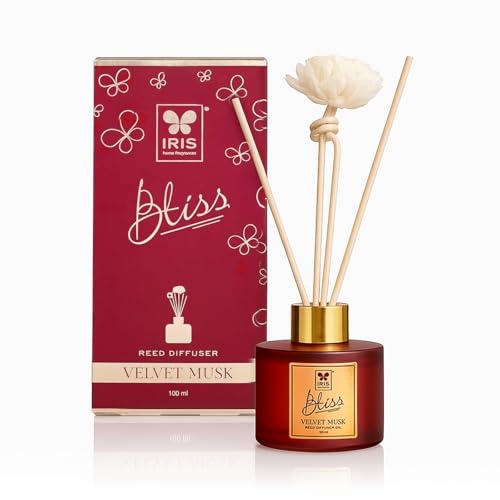Image of IRIS Bliss Velvet Musk Reed Diffuser Set - Luxury Home Fragrance with Long-Lasting Natural Aroma Oil for Home, Bedroom, Living Room, and Office | Aromatherapy Air Freshener Set (100ml)