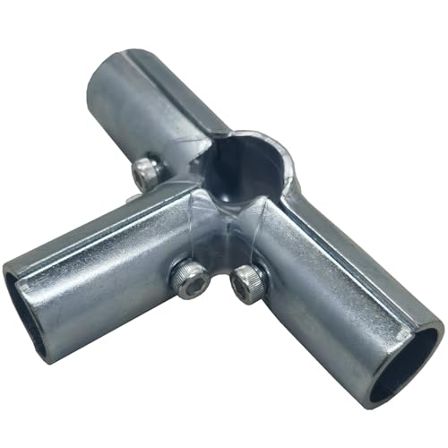 2 PCS End Rail Clamps Fit for 3/4 Inch EMT Conduit, 4-Way Structural Pipe Connector Chain Link Fence Fittings, Galvanized Stainless Steel End Rail Clamps for DIY Rack, Shelf and Cart by FishYuan - Used condition - Image 8