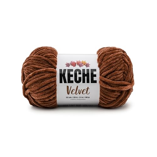 Image of Keche Velvet Yarn for Crocheting, Soft Chenille Bulky Baby Blanket Amigurumi Yarn 100 gr (132 yds) - Fox