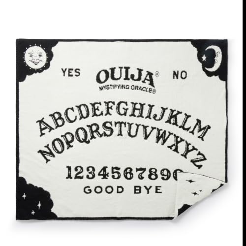 Image of Jay Franco Ouija Spirit Board Feather Knit Throw Blanket 50x60, Black