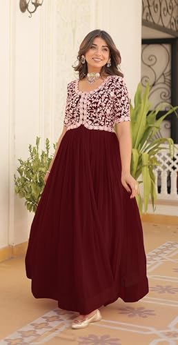 Image of Fashion Basket Georgette Embroidered Anarkali Gown for Women