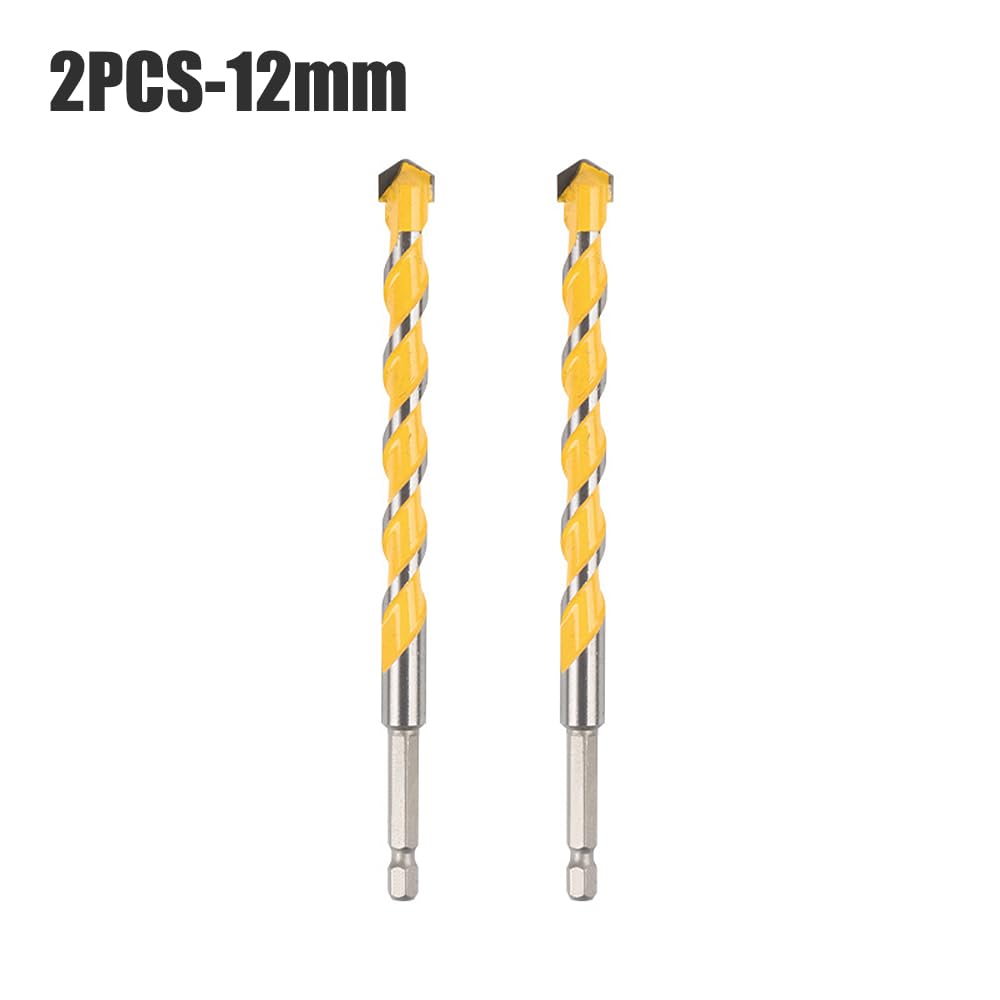 2/5 Uds 1/4 "vástago hexagonal 160mm Broca de Carburo Tungsteno 5/6/8/10/12mm for mampostería hormigón cerámica granito azulejos piedra madera plástico(2Pcs-12mm)