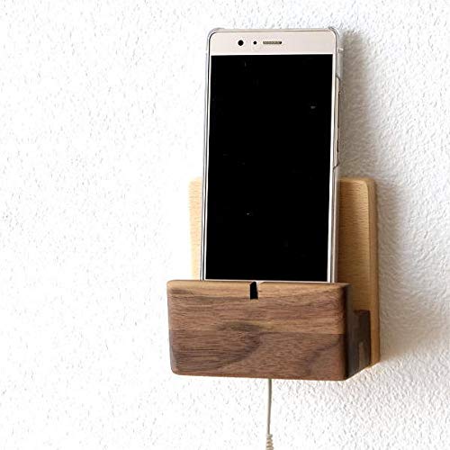 Amazon.co.jp: スマホスタンド 壁掛け 木製 充電しながら 天然木