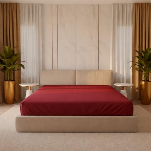 Image of Bad Sheet Queen Size Fitted Egyptian Cotton 500 Thread Count Hotel 1 Piece Queen Fitted Bedsheet- Fit Mattress Up to 12 inch- Extra Soft, Wrinkle Free, Breathable Sheet- Burgundy