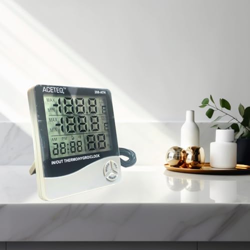Image of LABART 288-ATH Plastic Digital Indoor Outdoor Hygro Thermometer with Clock