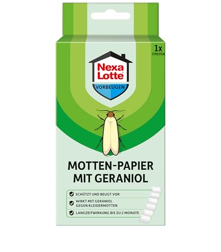 Nexa Lotte Motten-Papier mit Geraniol, 1 Streifen für 2 Monate Langzeitschutz gegen Kleidermotten, mit Blütenduft