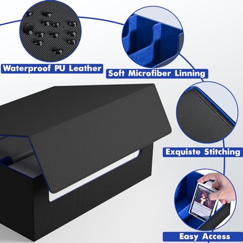 ZLCA Card Storage Box for MTG PTCG, Commander Deck Box Holds 1800+, Deck Storage Case, Card Organizer for TCG(Black&Blue) by ZLCA - Used condition - Image 4