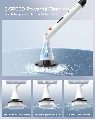 Image of MayKing Electric Spin Scrubber with 9 Brush Heads, IPX7, Model White