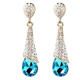 Pendientes colgantes de gota, aretes colgantes de lágrima dorada con circonita cúbica para mujer, joyería moderna para el día del padre