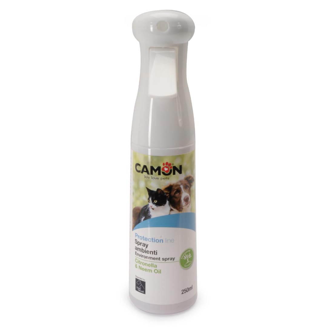 CAMON | Deodorante Spray Ambienti Citronella e Neem, 250ml, Ricaricabile, Per Interni ed Esterni