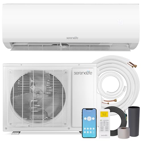 Image of SereneLife 24,000 BTU Mini Split AC & Heating System, 230V Indoor & Outdoor Wall-Mounted Units with WiFi, Installation Kit Included for Home, Office & Bedroom, Up to 1400 Sq. Ft. Coverage