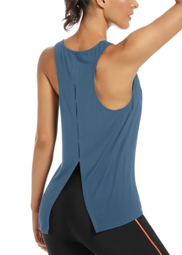 Image of Muzniuer Womens Yoga Workout Tops-Cute Open Back Running Gym Activewear Sports Shirt for Women