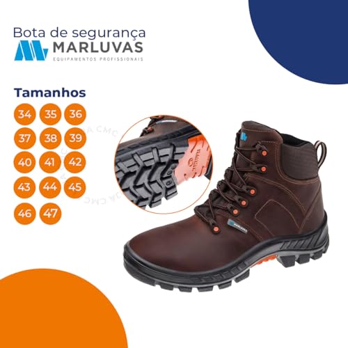Bota Botina Segurança Epi Nobuck Marluvas 75bpr26 Cli Cnp (75BPR26CLICNPBP, BR, Adulto, Numérico, 43