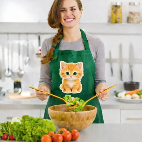 Image of Waterproof Printed Kitchen Apron for Women & Men, Adjustable Neck Cooking Apron with Front Pocket, Oil & Stain Resistant Apron for Cooking, Baking & Kitchen Use