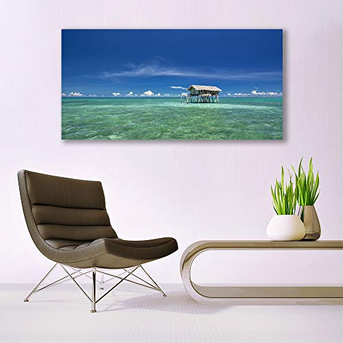 Tableau mural moderne paysage mer impression sur verre trempé