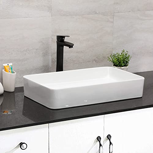 Rectangle Above Counter Vessel Sink - Mocoloo 24"X16" Square Countertop Installation Bathroom Sink White Porcelain Ceramic Lavatory Vanity Sink Basin Without Overflow. #TOP1