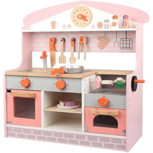 Figoday 木製 キッチンおもちゃ セット 北欧 デザイン 収納付き ごっこ遊び 男女兼用 安全塗装 子供 誕生日プレゼント 調理台 電子レンジ 食器 フライパン こだわり素材 インテリアにも調和 対象年齢3歳以上 (j)