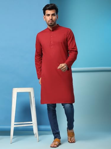 Image of SKAVIJ Mens Cotton Casual Wear Everyday Use Modern Kurta